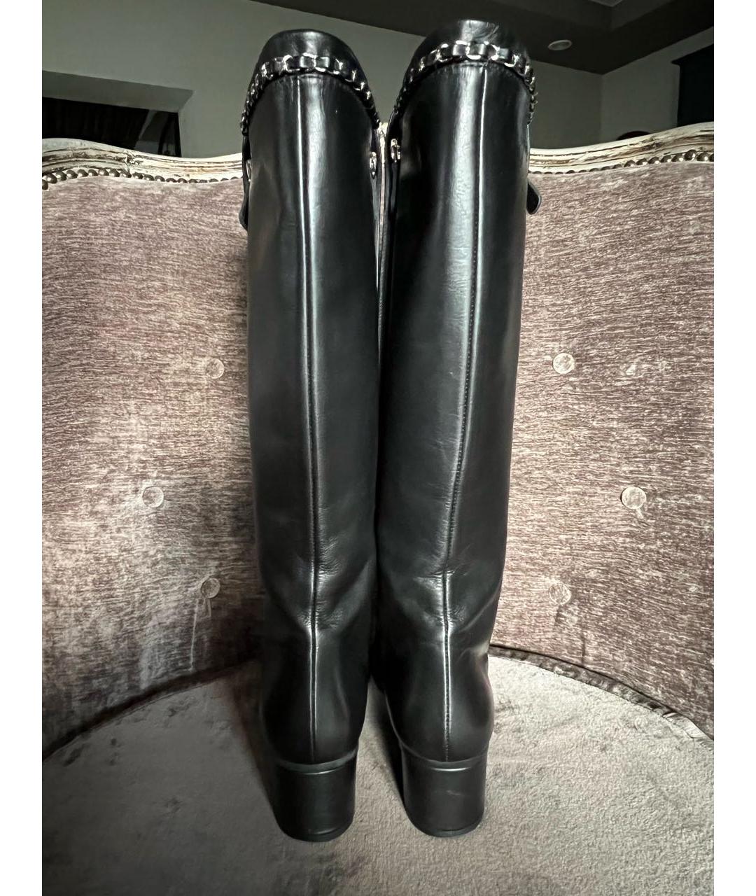 CHANEL Черные кожаные сапоги, фото 3