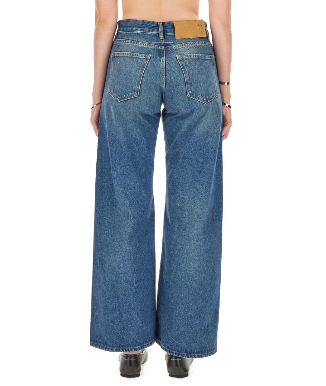 MM6 MAISON MARGIELA Синие хлопковые прямые джинсы, фото 3