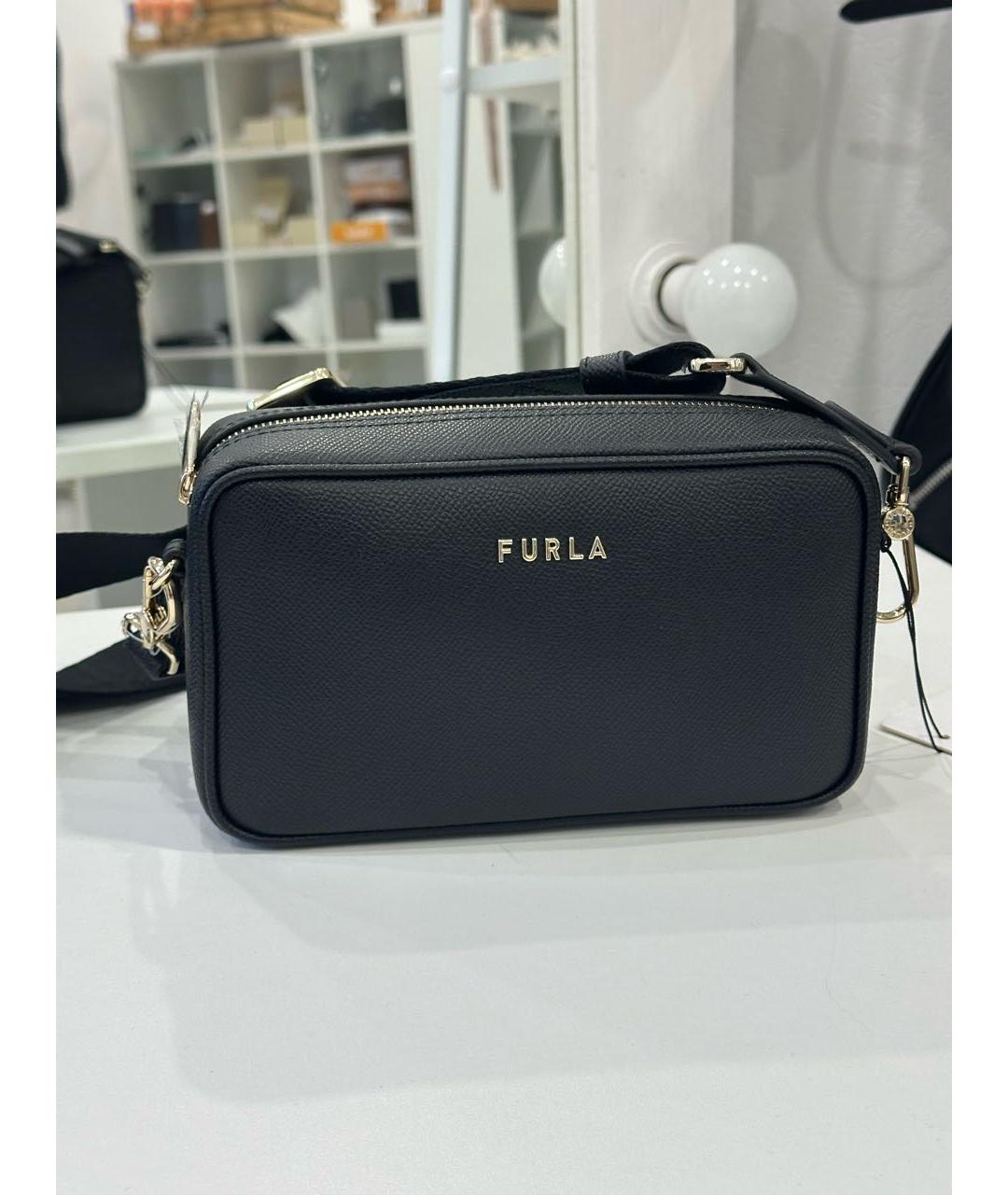 FURLA Черная кожаная сумка через плечо, фото 7