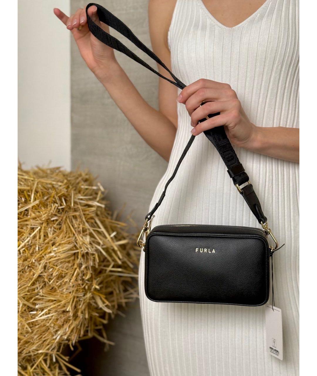 FURLA Черная кожаная сумка через плечо, фото 5