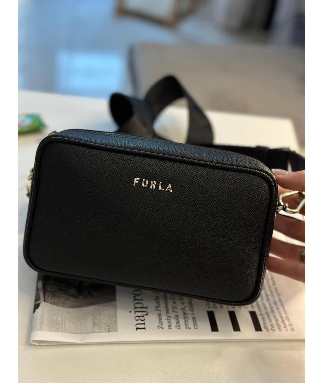 FURLA Черная кожаная сумка через плечо, фото 2