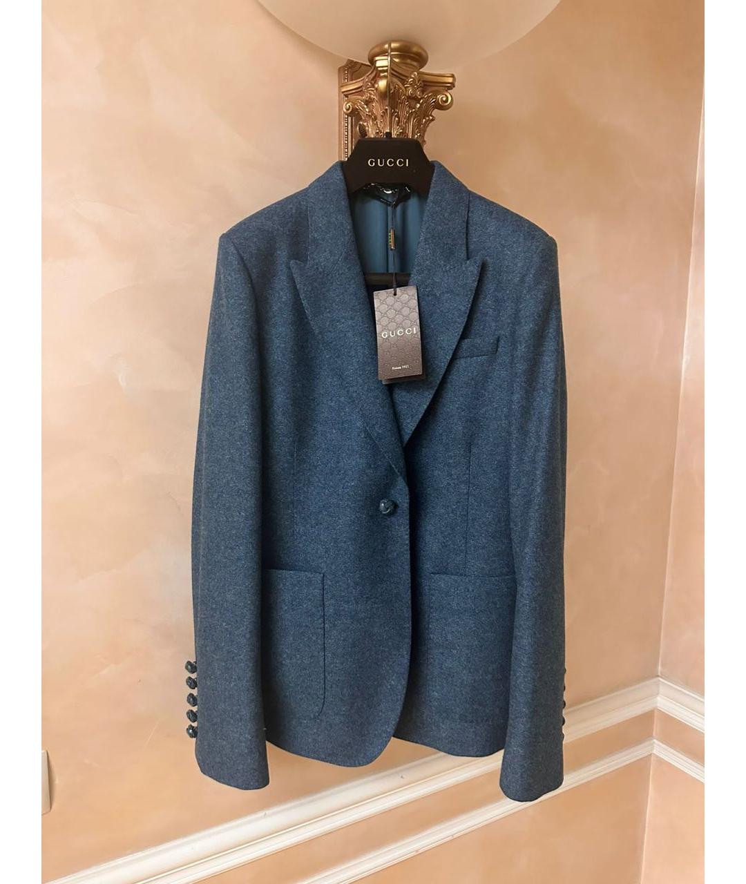 GUCCI Антрацитовый шерстяной жакет/пиджак, фото 8