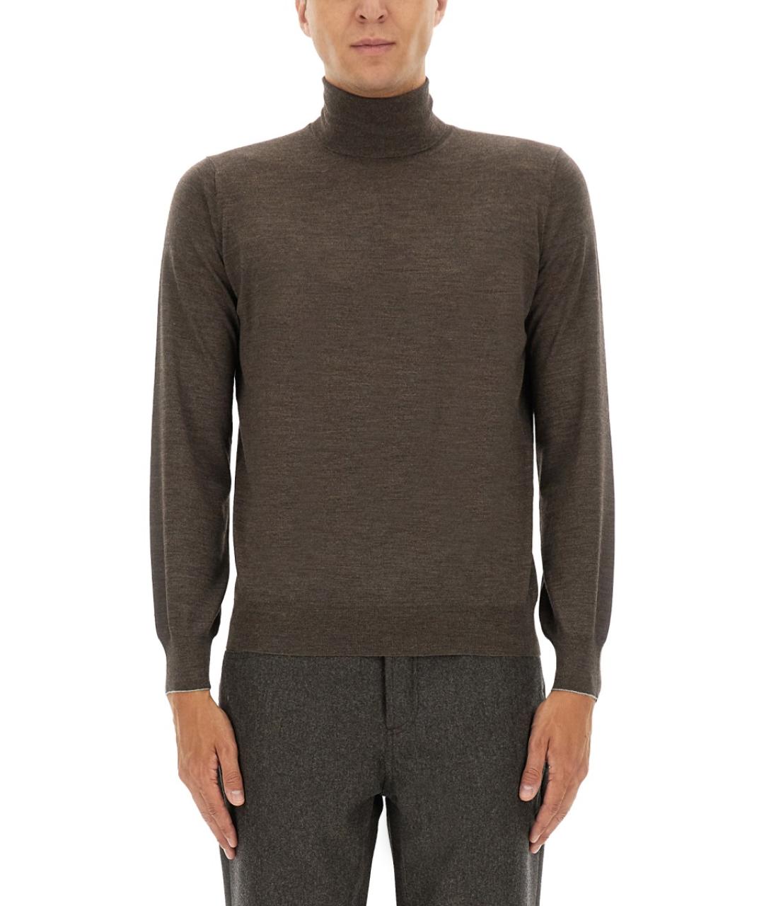 BRUNELLO CUCINELLI Коричневый шерстяной джемпер / свитер, фото 5