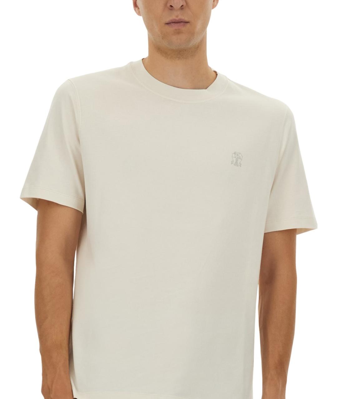 BRUNELLO CUCINELLI Белая хлопковая футболка, фото 4