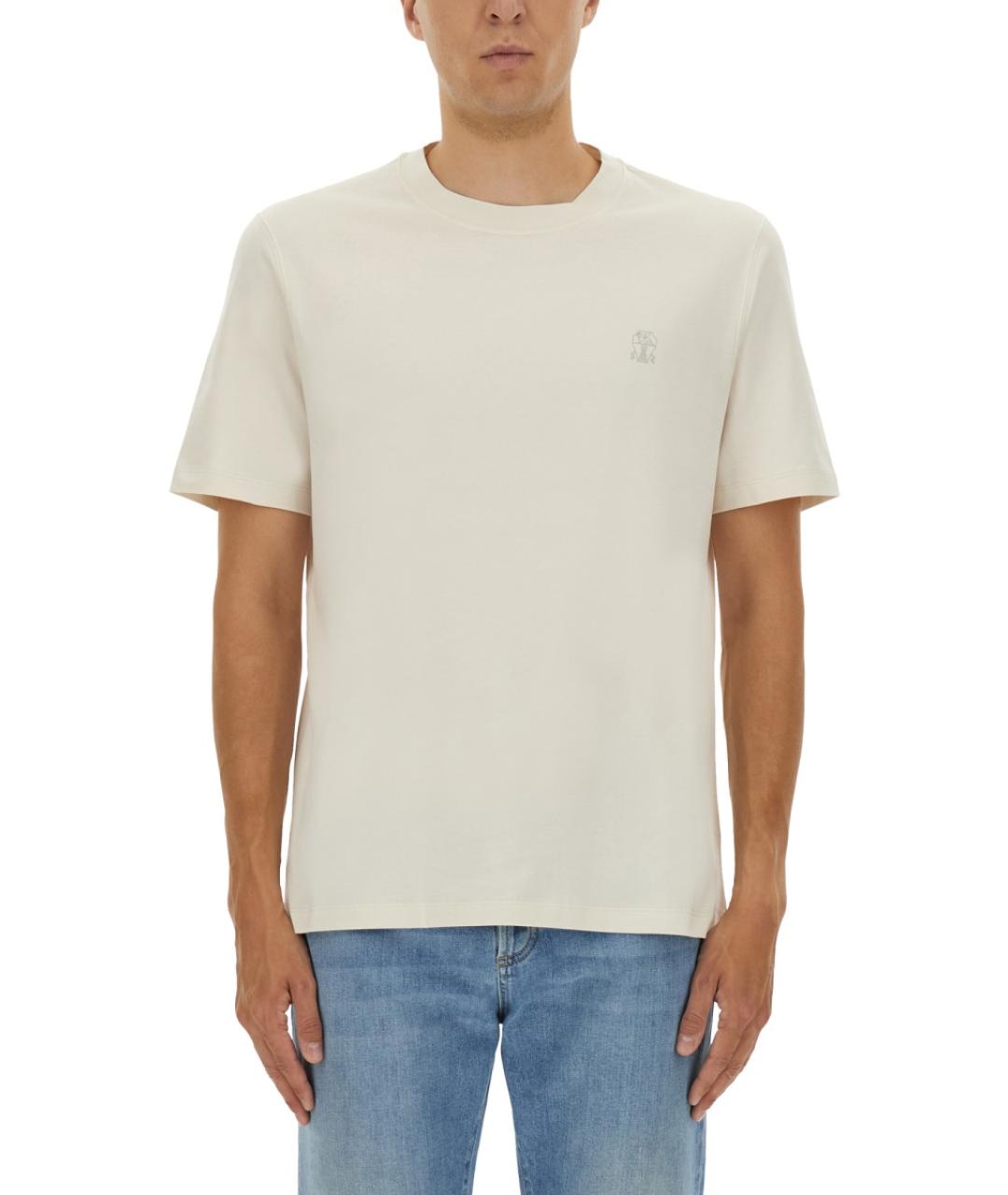 BRUNELLO CUCINELLI Белая хлопковая футболка, фото 5