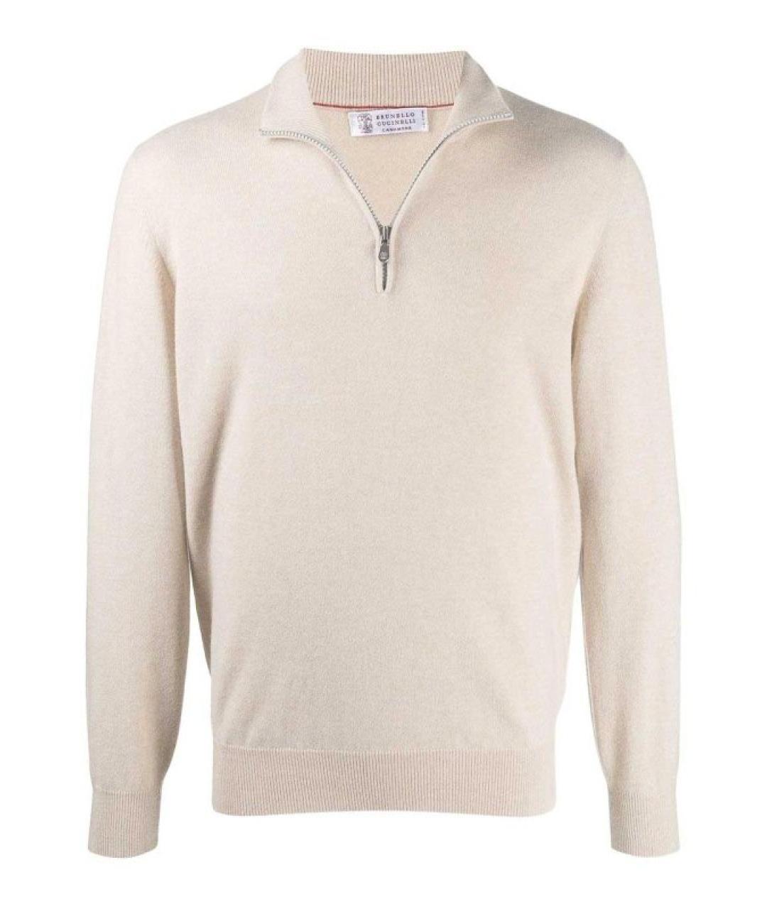 BRUNELLO CUCINELLI Бежевый кашемировый джемпер / свитер, фото 1