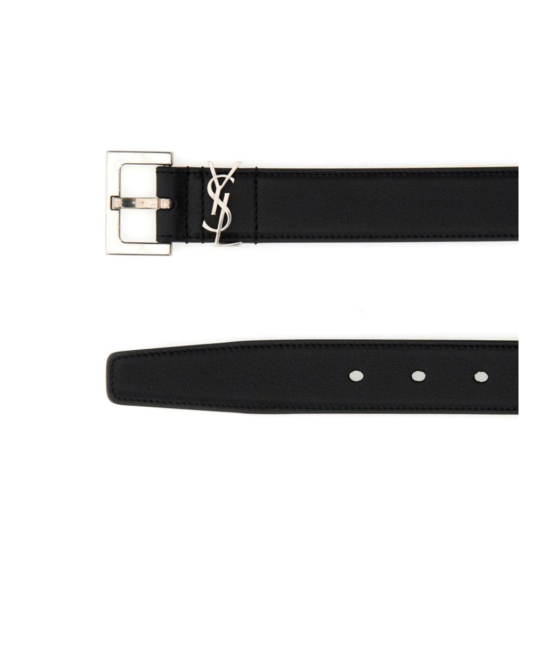 SAINT LAURENT Черный кожаный ремень, фото 5