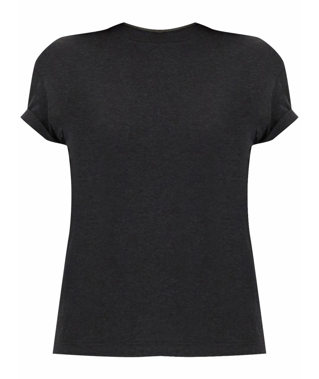 BRUNELLO CUCINELLI Антрацитовая хлопковая футболка, фото 1