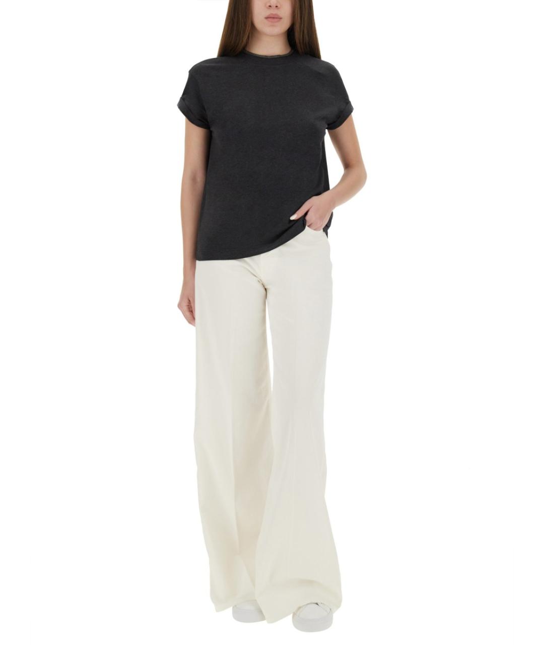 BRUNELLO CUCINELLI Антрацитовая хлопковая футболка, фото 2