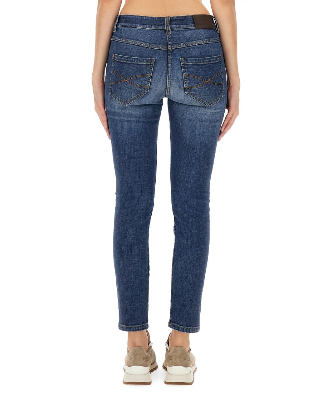 BRUNELLO CUCINELLI Синие хлопковые прямые джинсы, фото 4