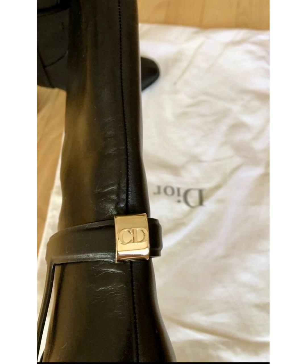 CHRISTIAN DIOR Черные кожаные сапоги, фото 2