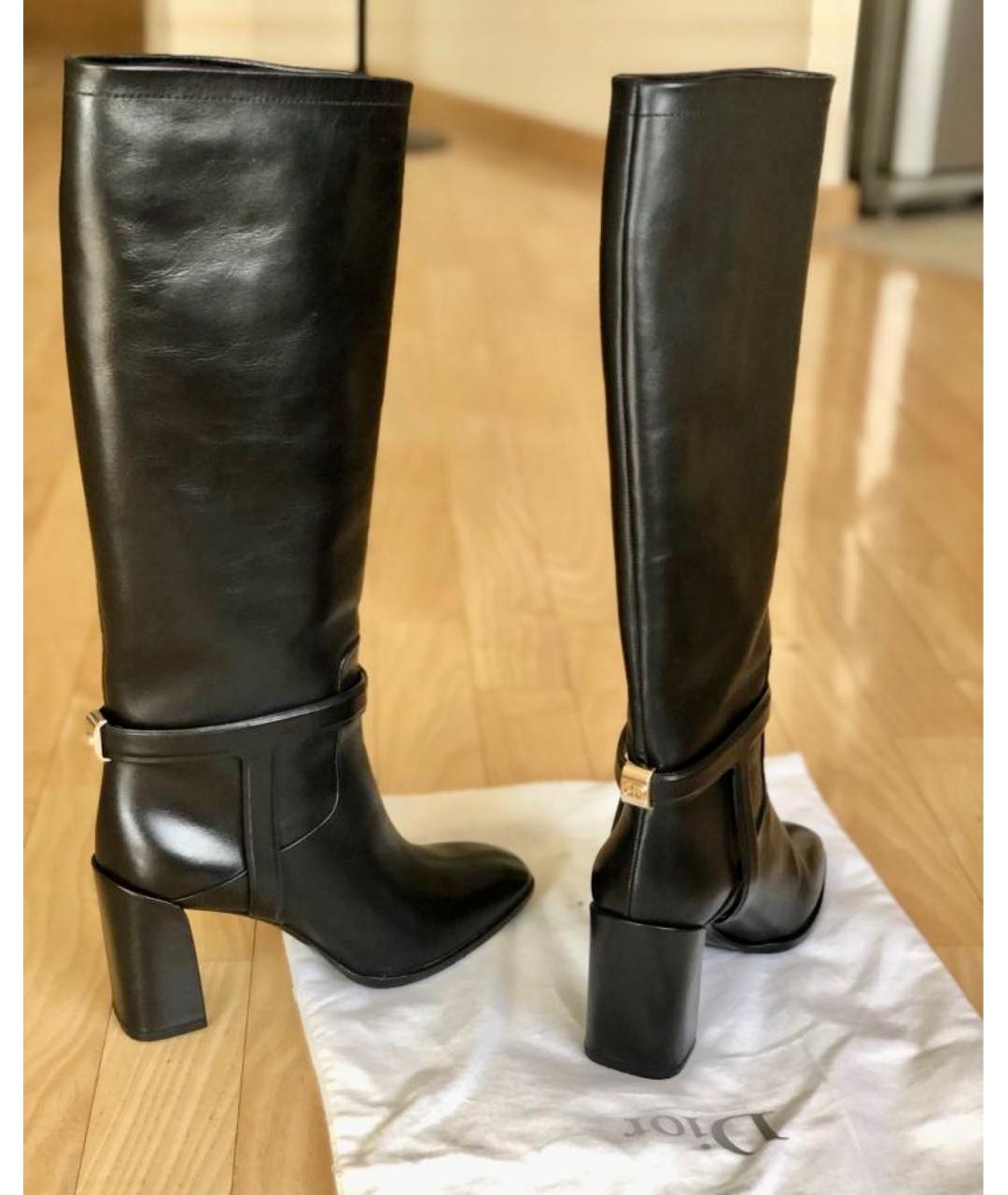 CHRISTIAN DIOR Черные кожаные сапоги, фото 5