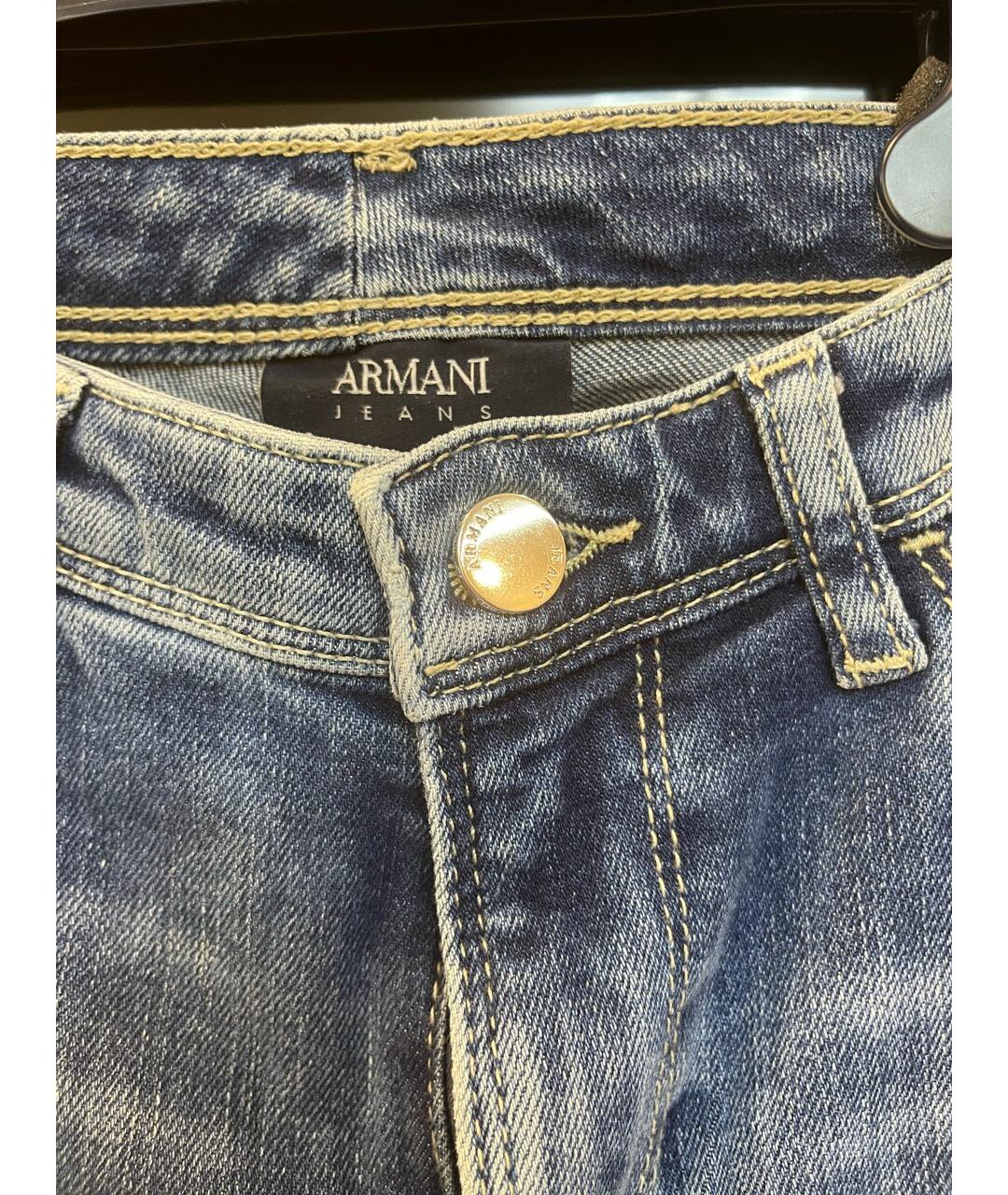 ARMANI JEANS Голубые хлопко-эластановые джинсы слим, фото 3