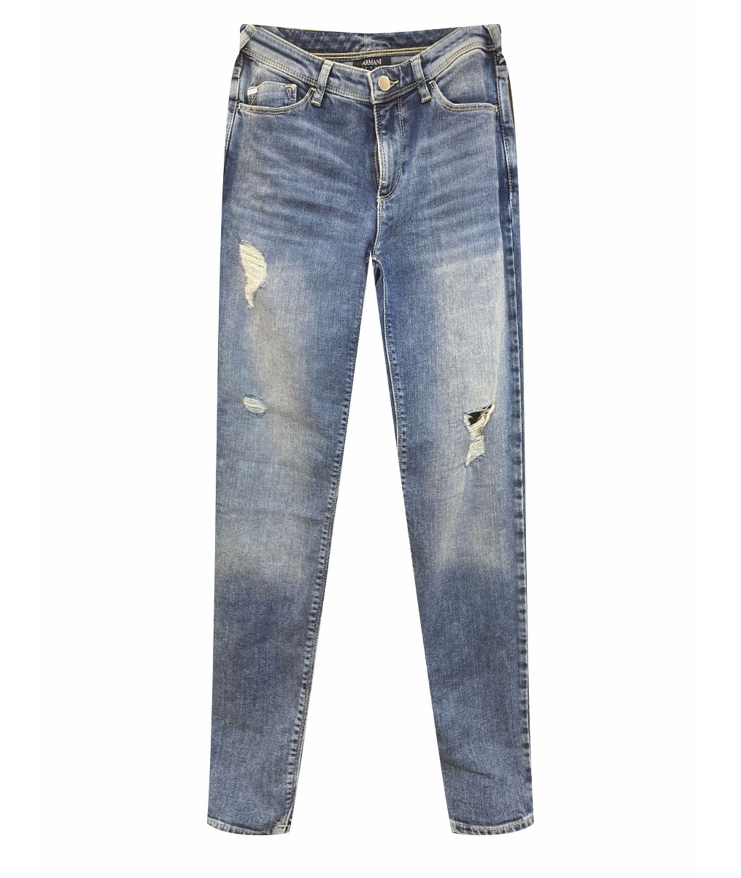 ARMANI JEANS Голубые хлопко-эластановые джинсы слим, фото 1