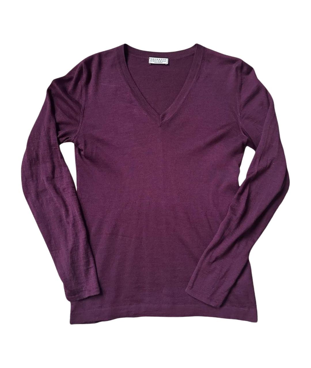 BRUNELLO CUCINELLI Бордовый шерстяной джемпер / свитер, фото 1