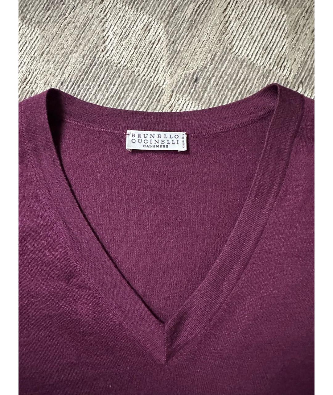 BRUNELLO CUCINELLI Бордовый шерстяной джемпер / свитер, фото 5