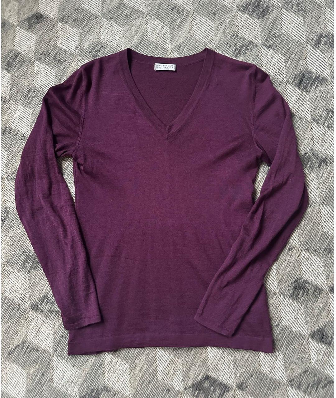 BRUNELLO CUCINELLI Бордовый шерстяной джемпер / свитер, фото 9