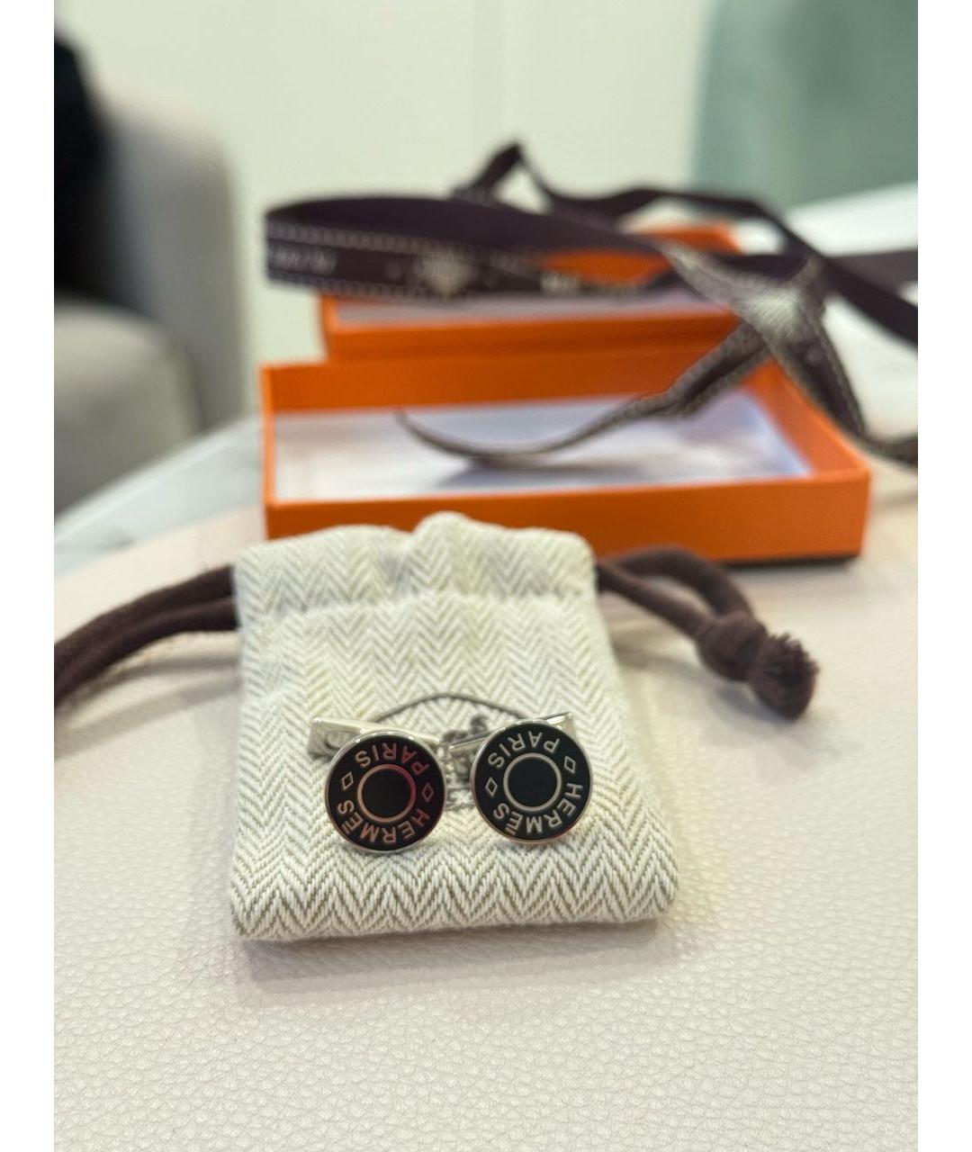 HERMES Серебряные металлические запонки, фото 8
