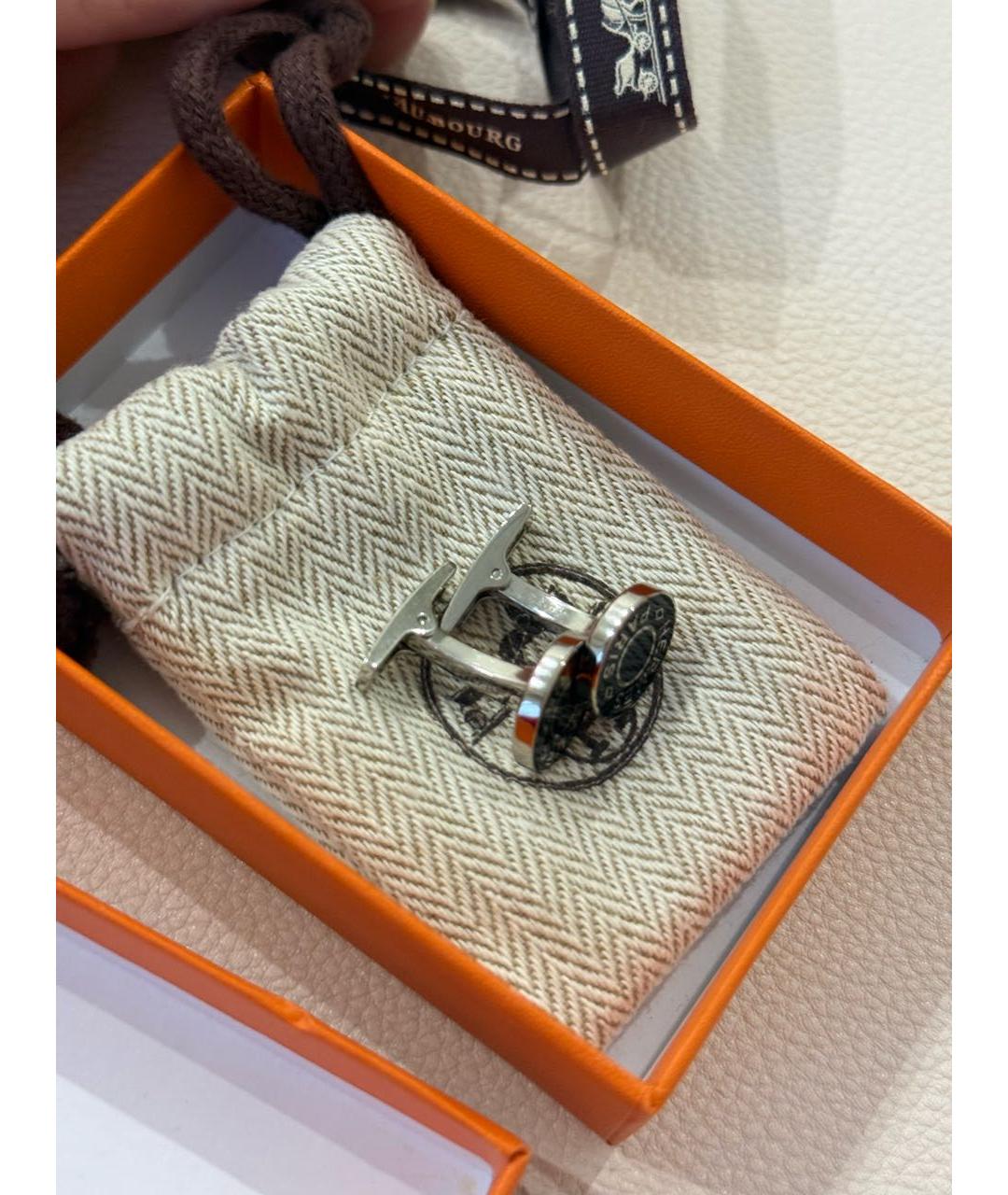 HERMES Серебряные металлические запонки, фото 6