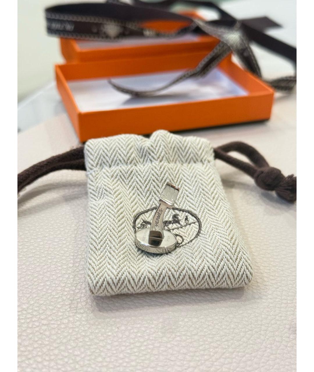 HERMES Серебряные металлические запонки, фото 2