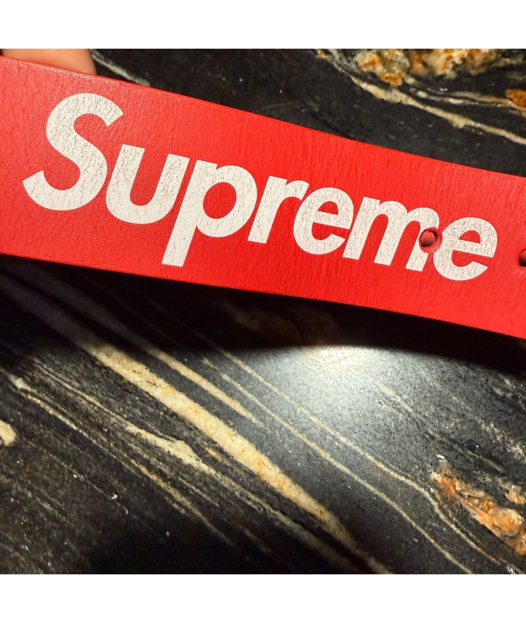 SUPREME Красный кожаный ремень, фото 7