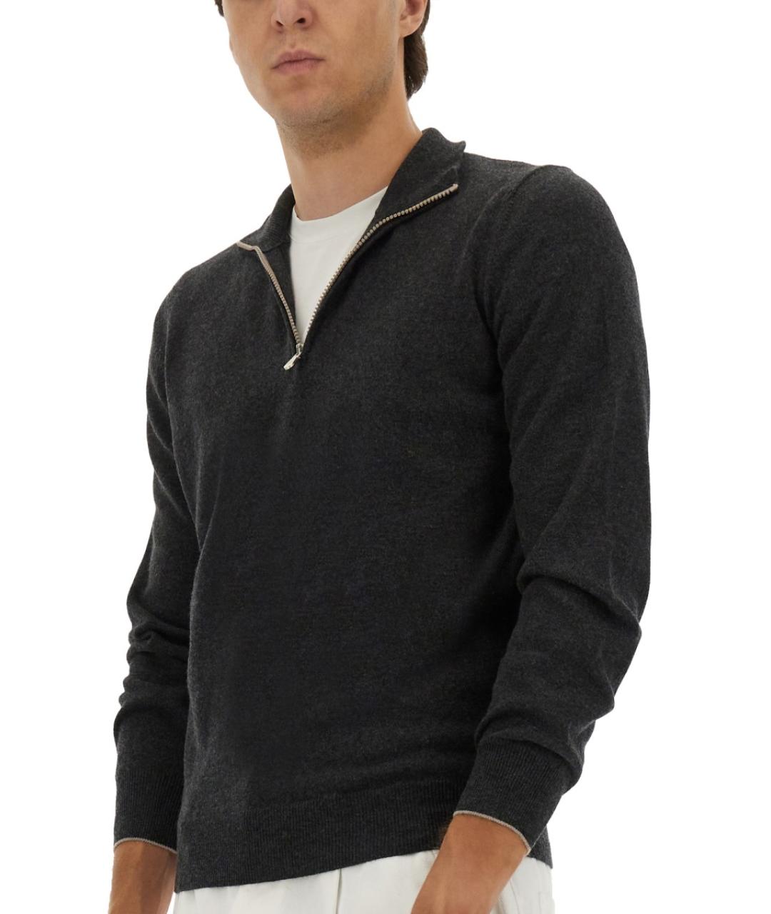 BRUNELLO CUCINELLI Серый кашемировый джемпер / свитер, фото 4