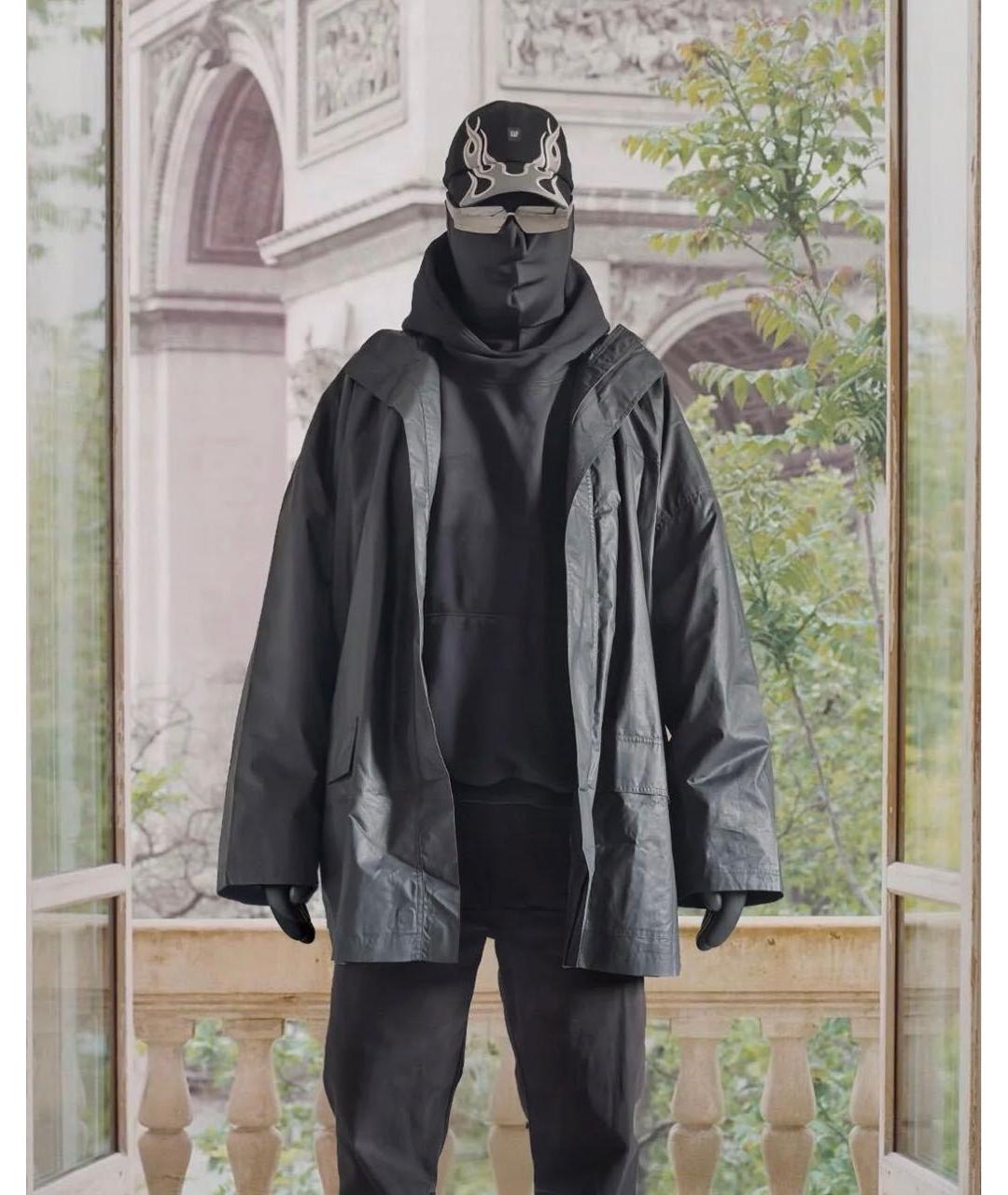 YEEZY Черный хлопковый тренч / плащ, фото 7