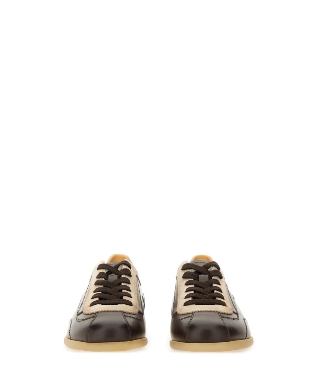 BRUNELLO CUCINELLI Коричневые кожаные низкие кроссовки / кеды, фото 4
