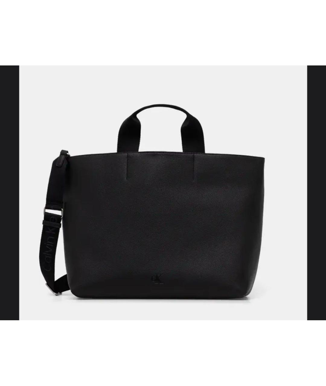 CALVIN KLEIN Черная сумка тоут из искусственной кожи, фото 3