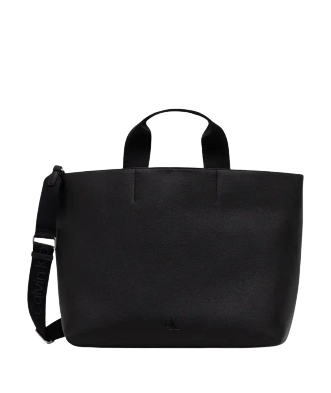 CALVIN KLEIN Черная сумка тоут из искусственной кожи, фото 1