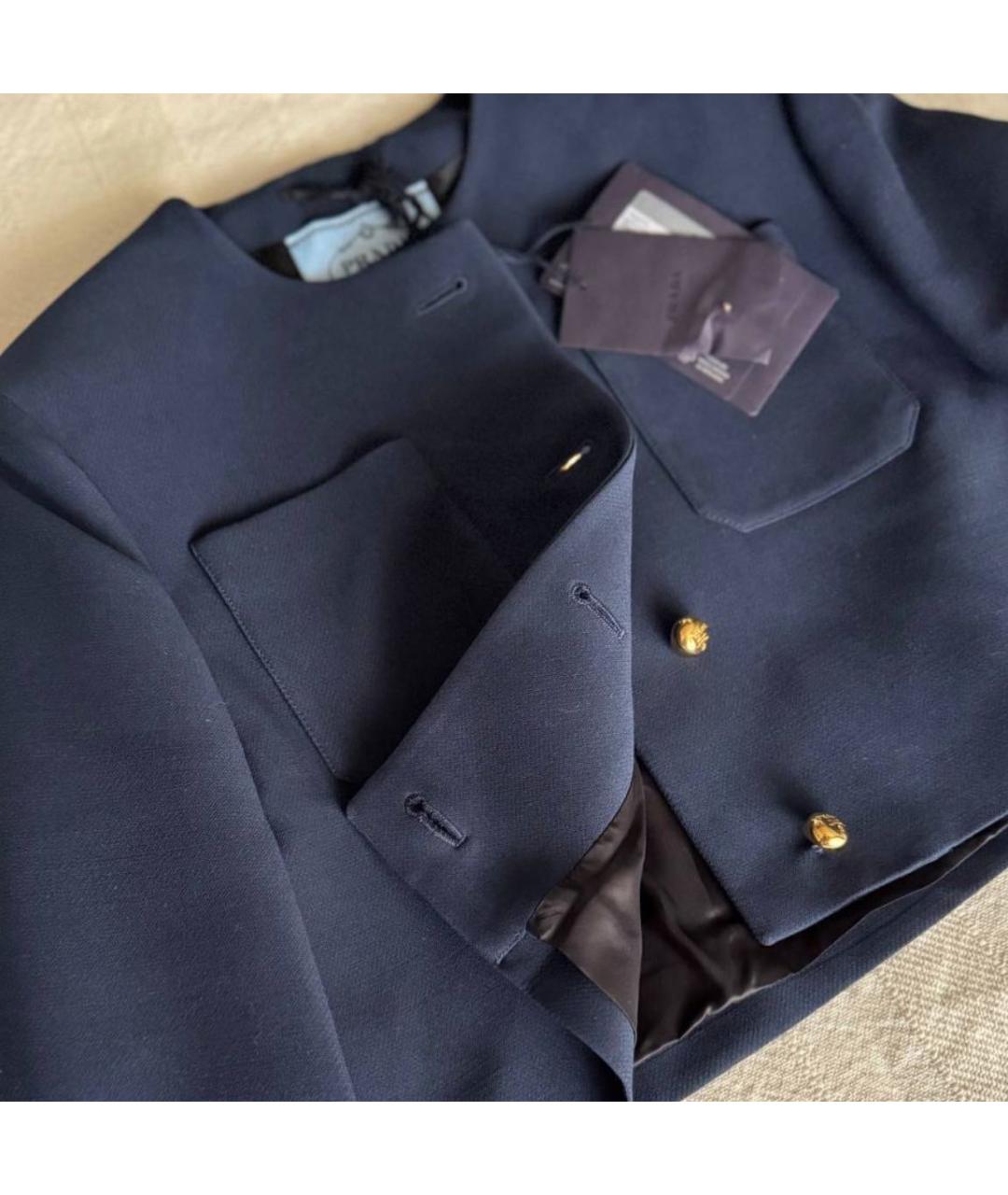 PRADA Темно-синий шерстяной жакет/пиджак, фото 4