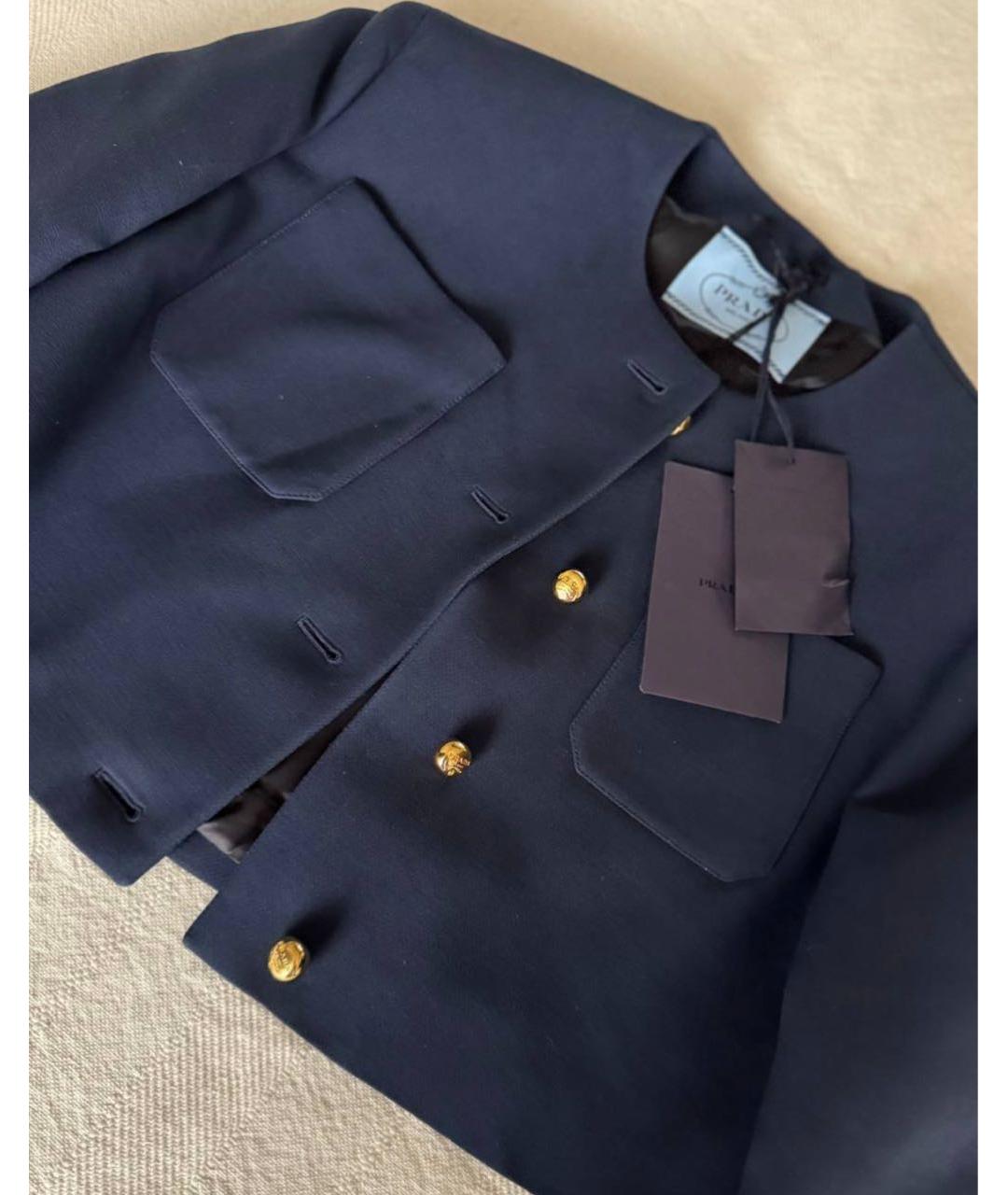 PRADA Темно-синий шерстяной жакет/пиджак, фото 2