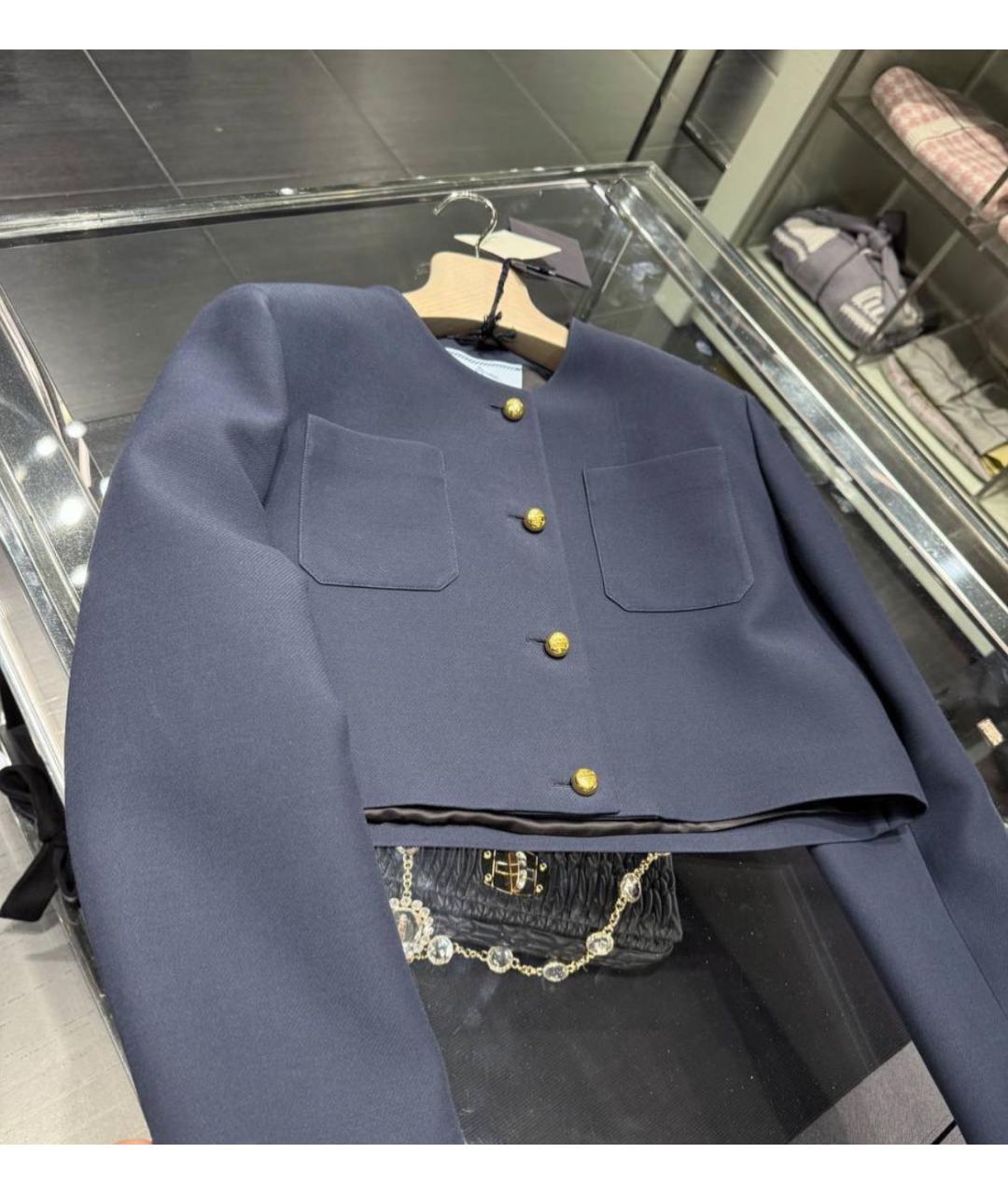 PRADA Темно-синий шерстяной жакет/пиджак, фото 5