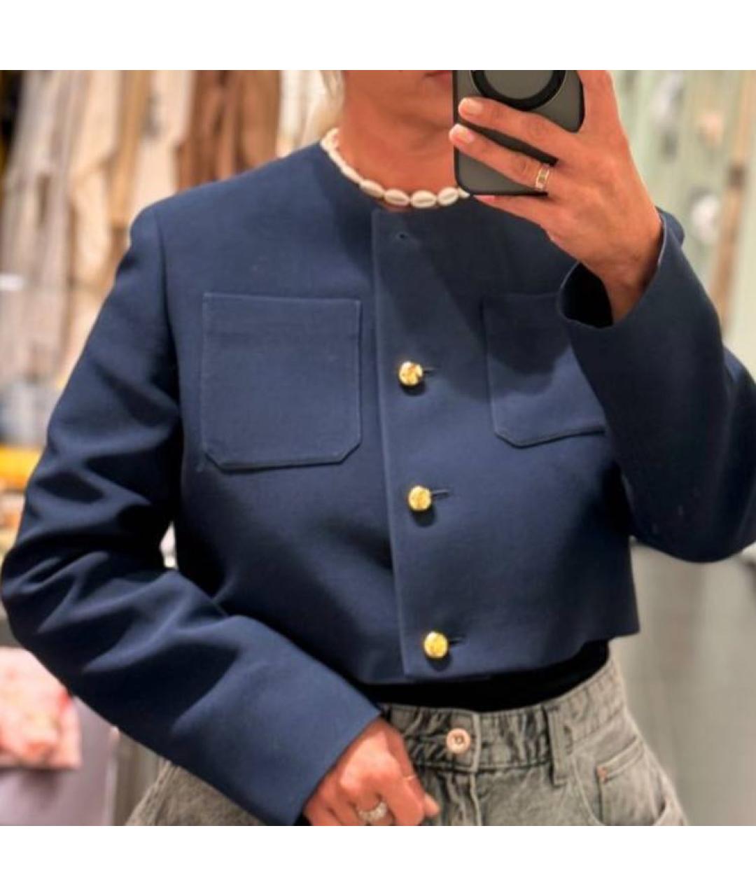 PRADA Темно-синий шерстяной жакет/пиджак, фото 7