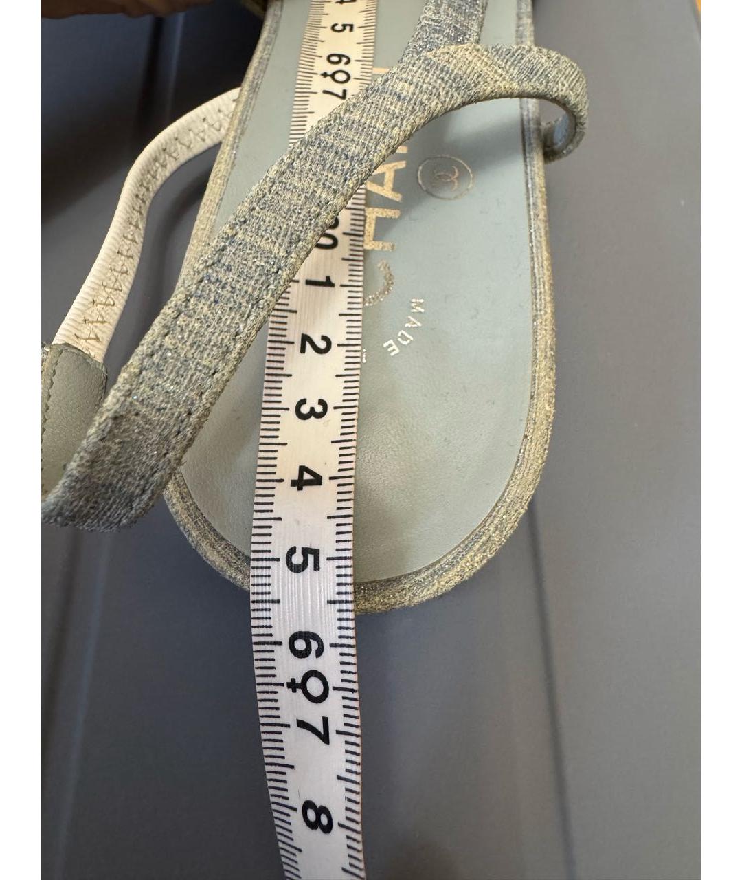 CHANEL Голубые текстильные лодочки на низком каблуке, фото 6