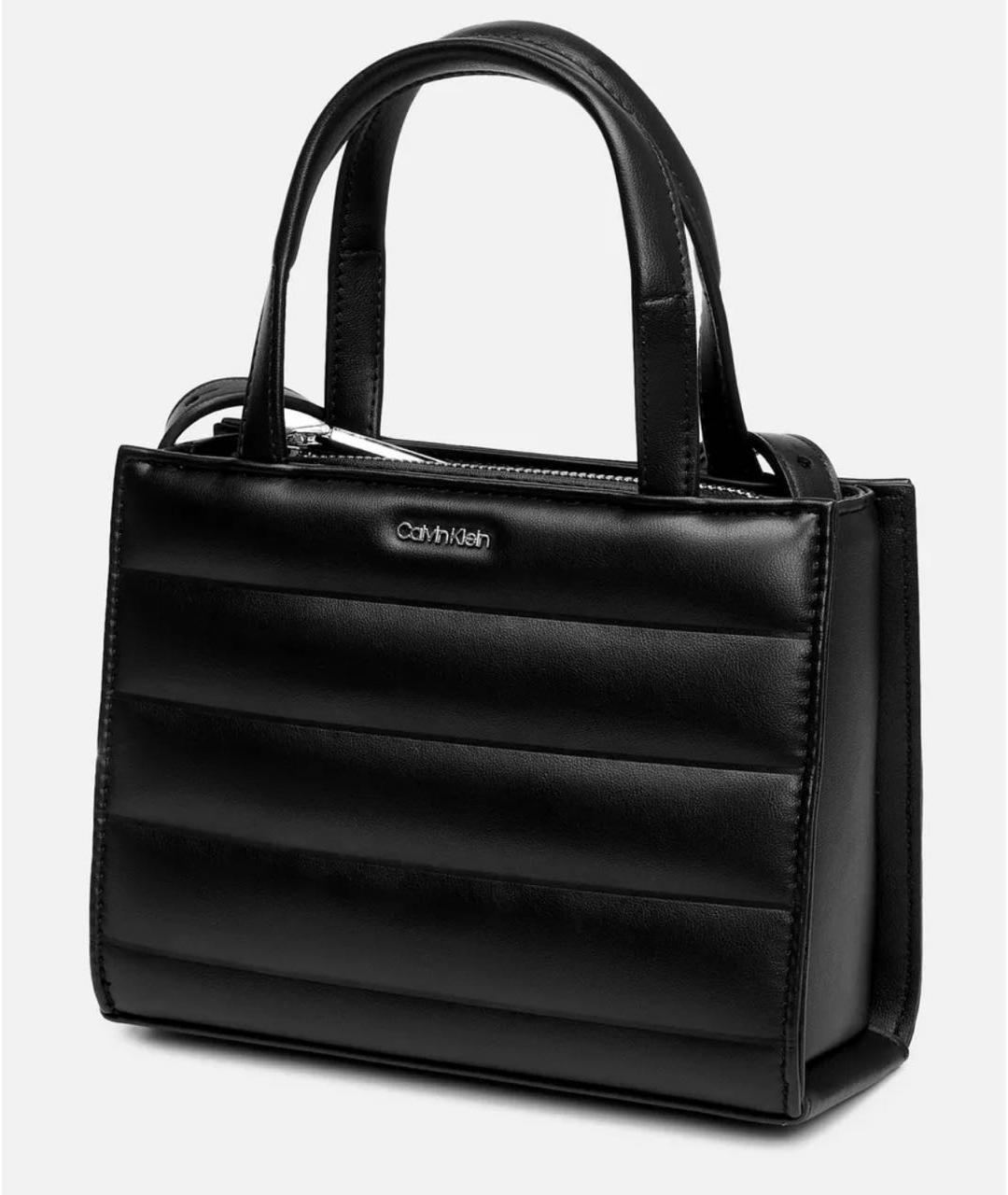 CALVIN KLEIN Черная сумка тоут из искусственной кожи, фото 3