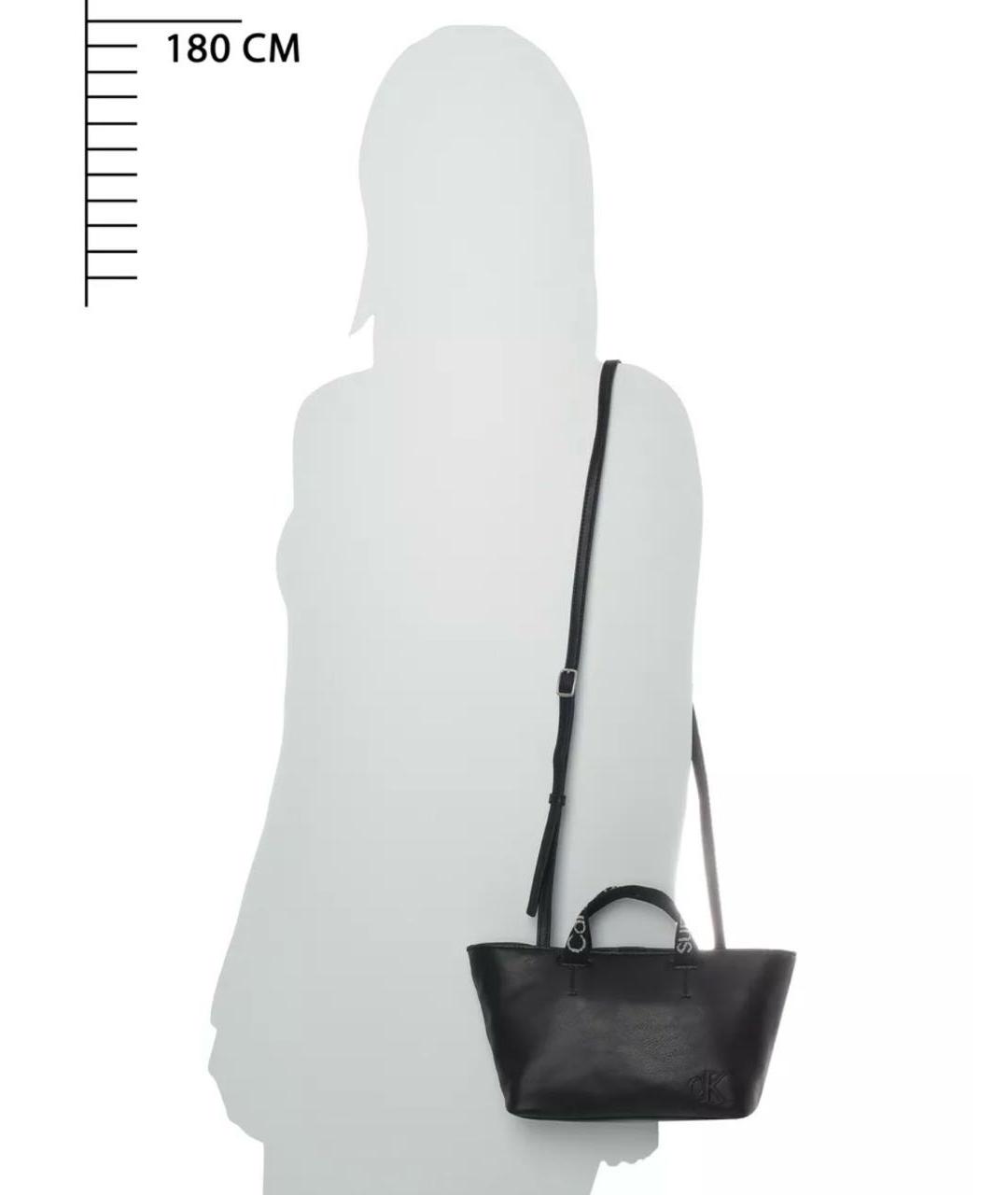 CALVIN KLEIN Черная сумка тоут из искусственной кожи, фото 2