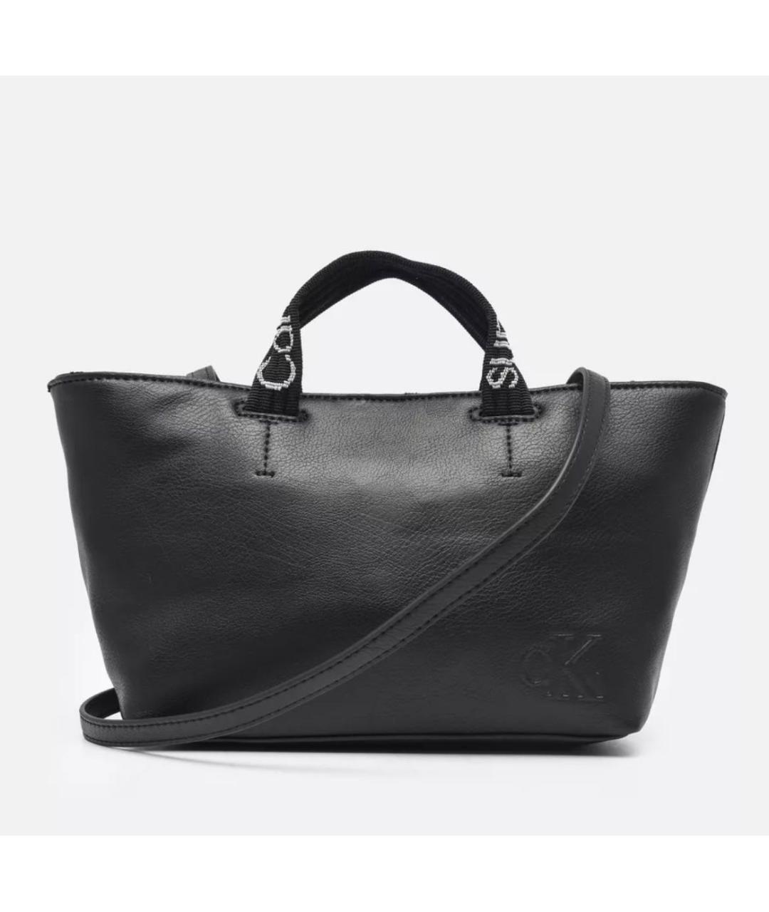 CALVIN KLEIN Черная сумка тоут из искусственной кожи, фото 3