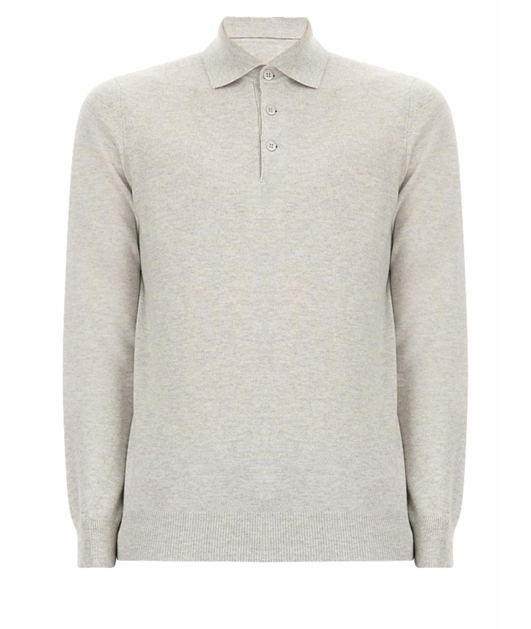 BRUNELLO CUCINELLI Серое поло с длинным рукавом, фото 1