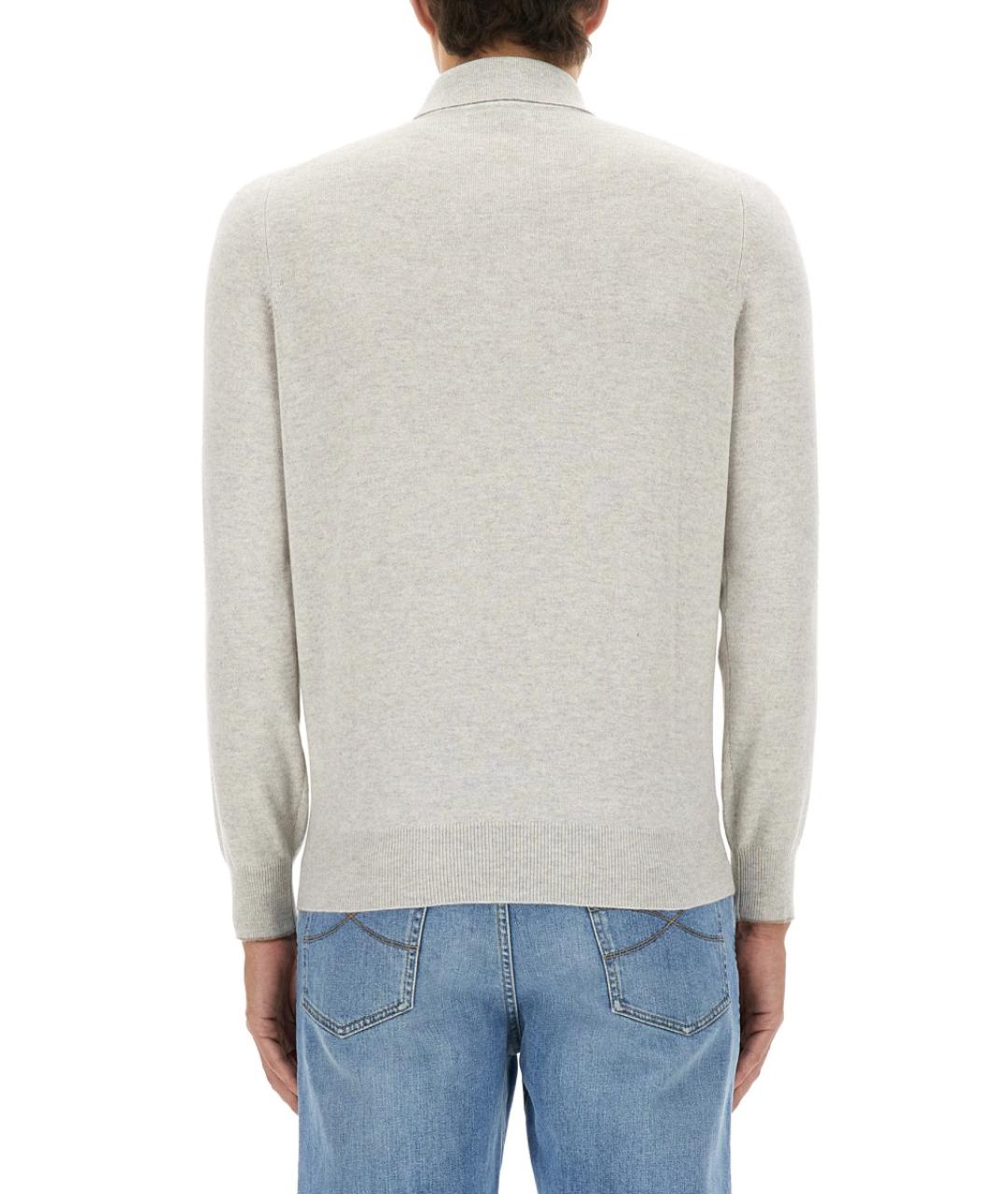 BRUNELLO CUCINELLI Серое поло с длинным рукавом, фото 3