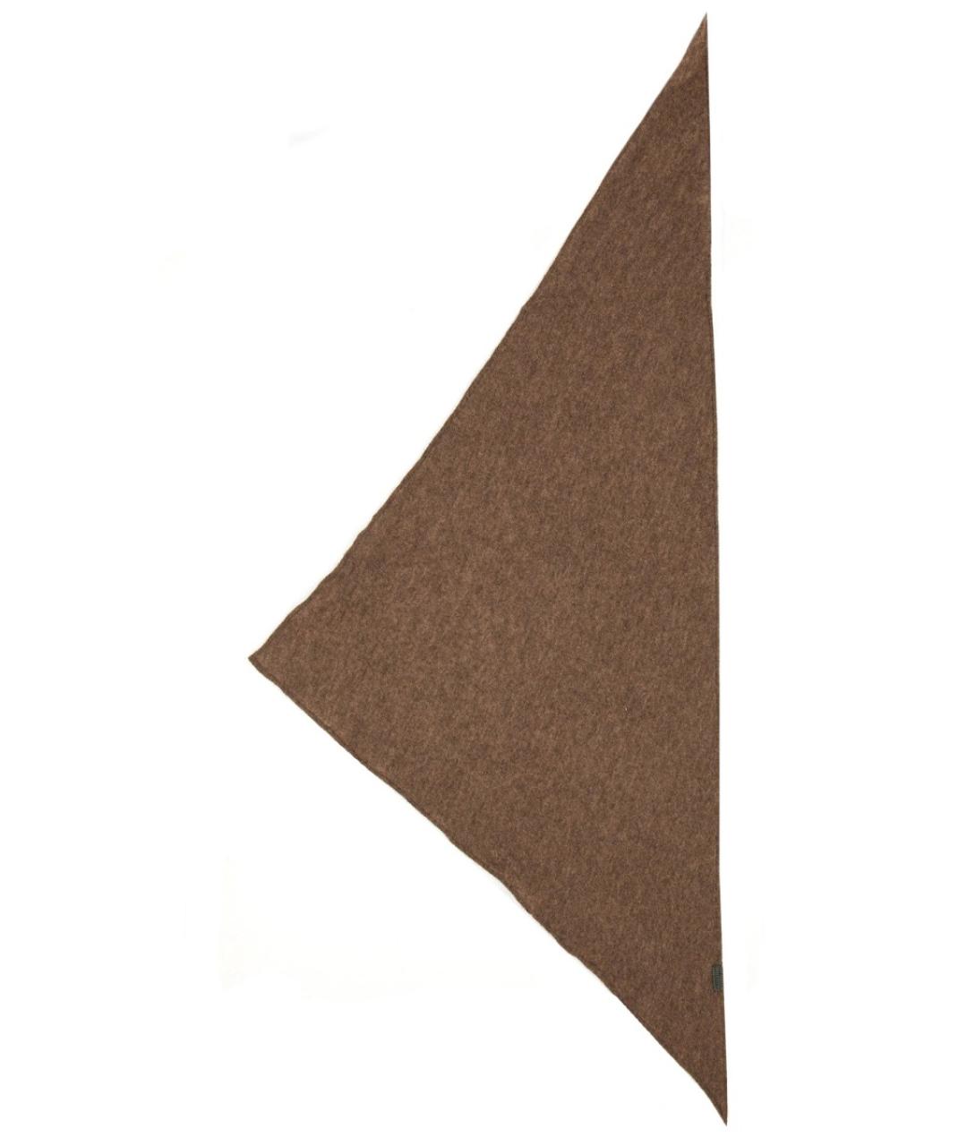 BRUNELLO CUCINELLI Коричневый кашемировый шарф, фото 2