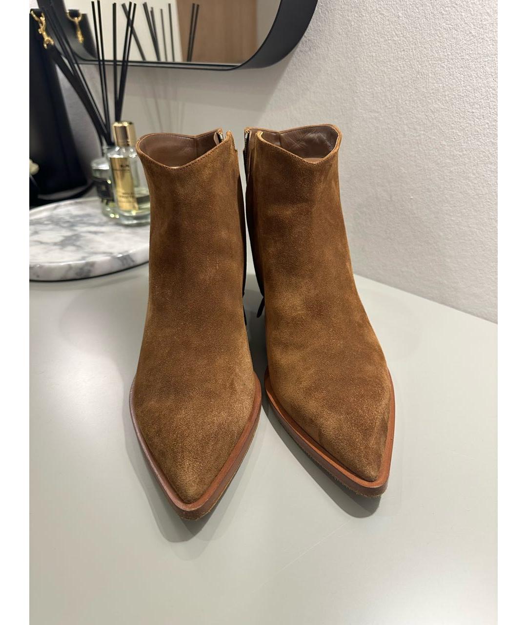 GIANVITO ROSSI Коричневые замшевые ботильоны, фото 4