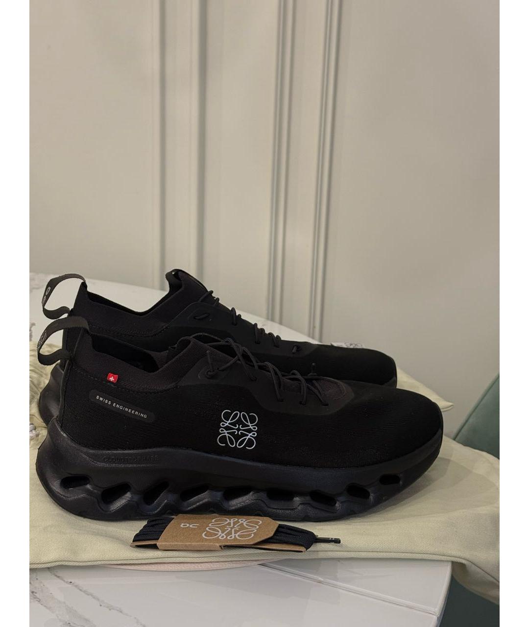 LOEWE Черные текстильные низкие кроссовки / кеды, фото 6