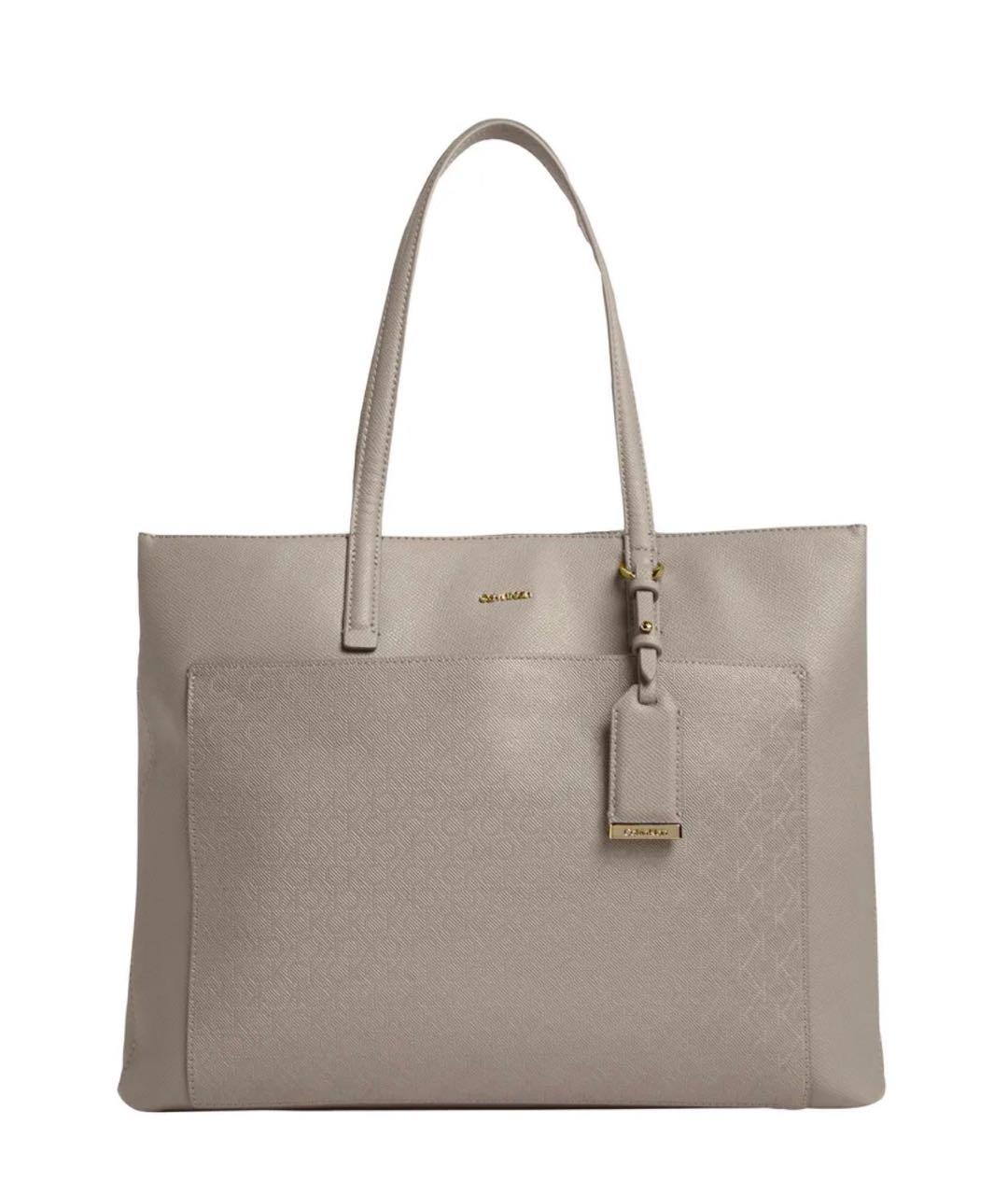 CALVIN KLEIN Бежевая сумка тоут из искусственной кожи, фото 2