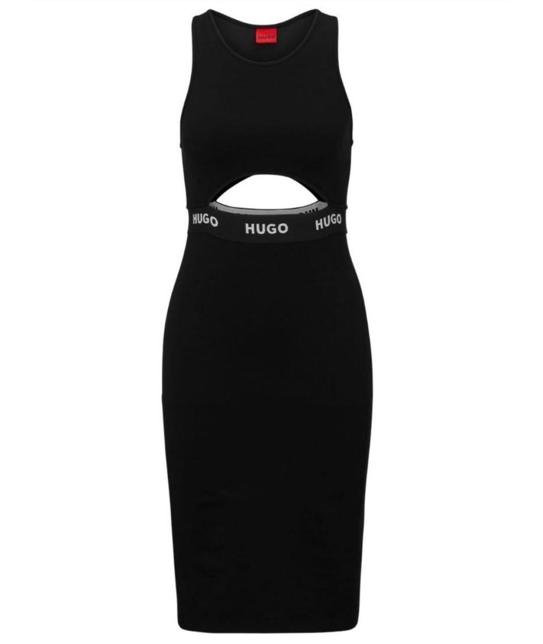 HUGO BOSS Черное хлопковое повседневное платье, фото 8