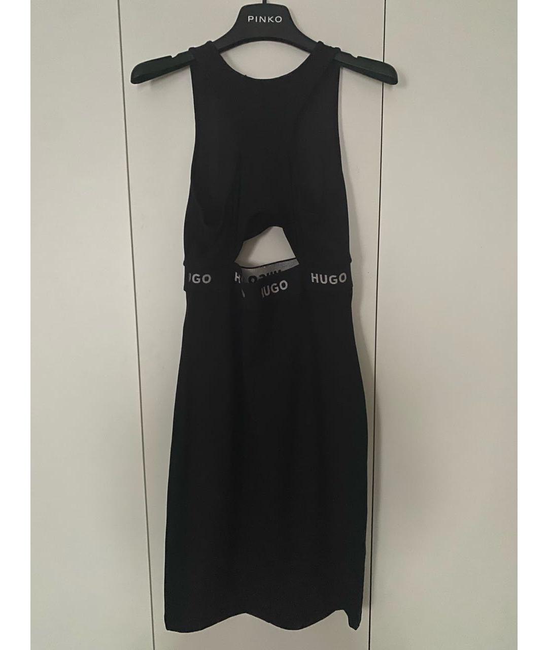 HUGO BOSS Черное хлопковое повседневное платье, фото 2