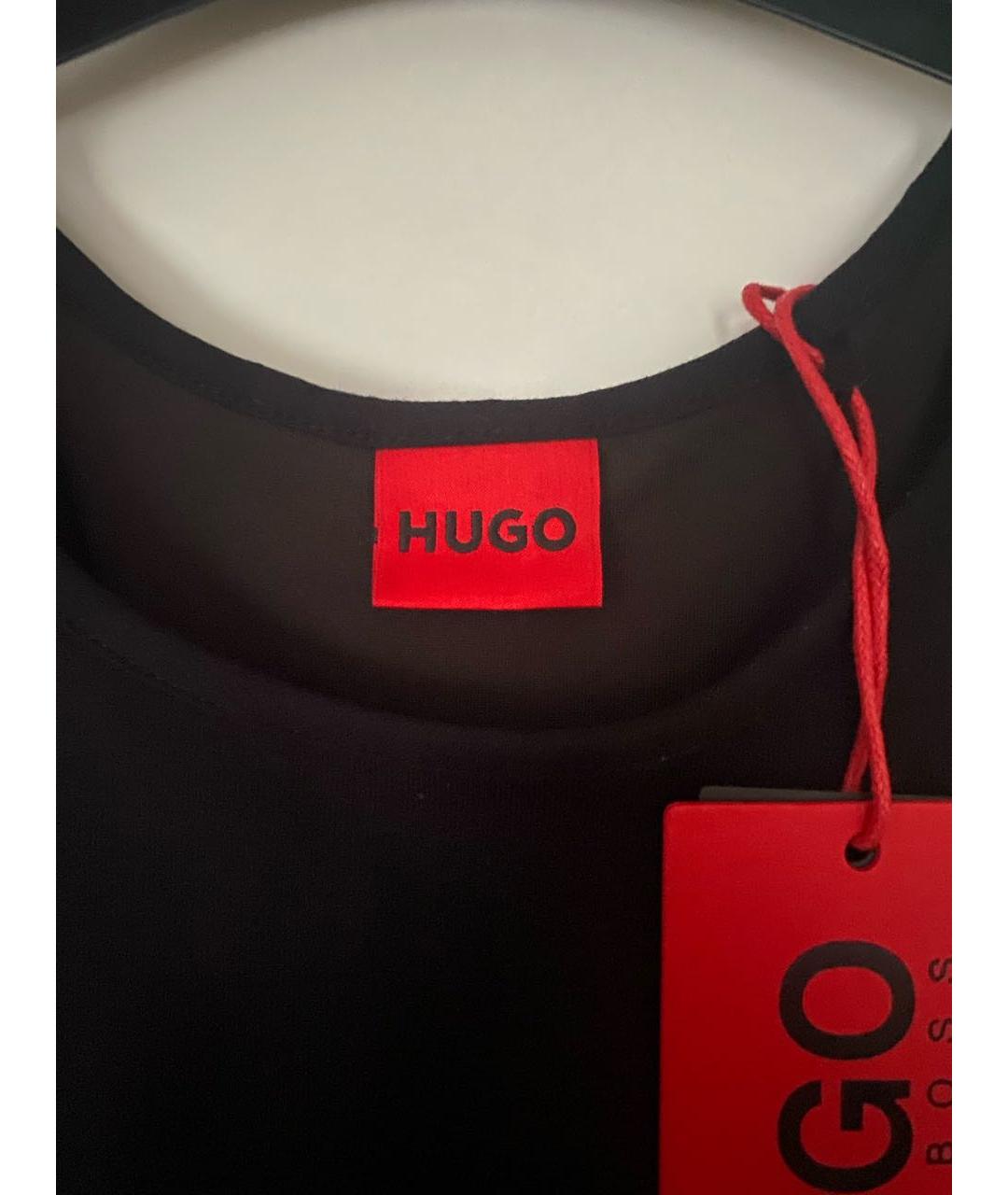 HUGO BOSS Черное хлопковое повседневное платье, фото 3
