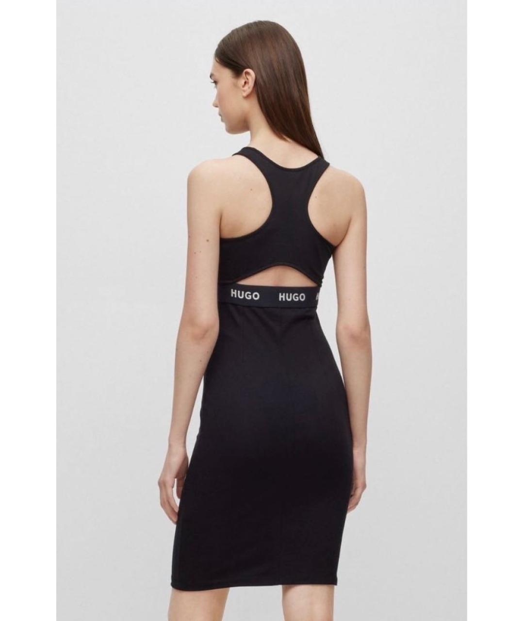 HUGO BOSS Черное хлопковое повседневное платье, фото 7