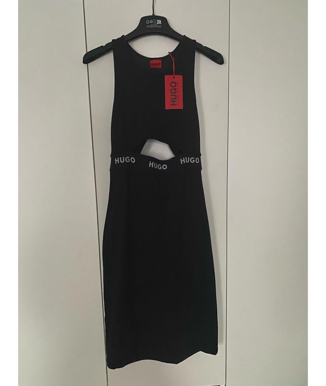 HUGO BOSS Черное хлопковое повседневное платье, фото 9