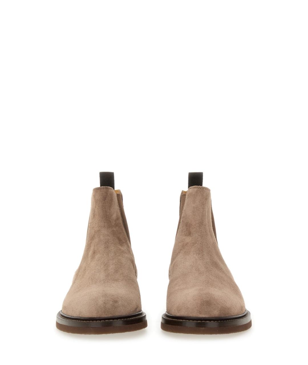 BRUNELLO CUCINELLI Бежевые замшевые высокие ботинки, фото 4